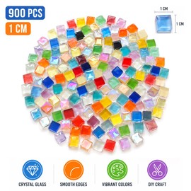 900 Pezzi Tessere Mosaico Piastrelle,Pietre per Mosaico Fai da Te,HMCEY Tesserine Mosaicos Colorate,Mosaicos di Cristallo Quadrate,Pietre Mosaicoe Piccole per Creative, Cornici, Sottobicchieri