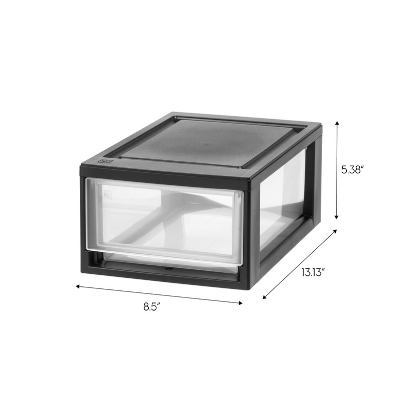 IRIS USA MSD-1 Compact Stacking Drawer, Black, 6 Quart, 4-Pack