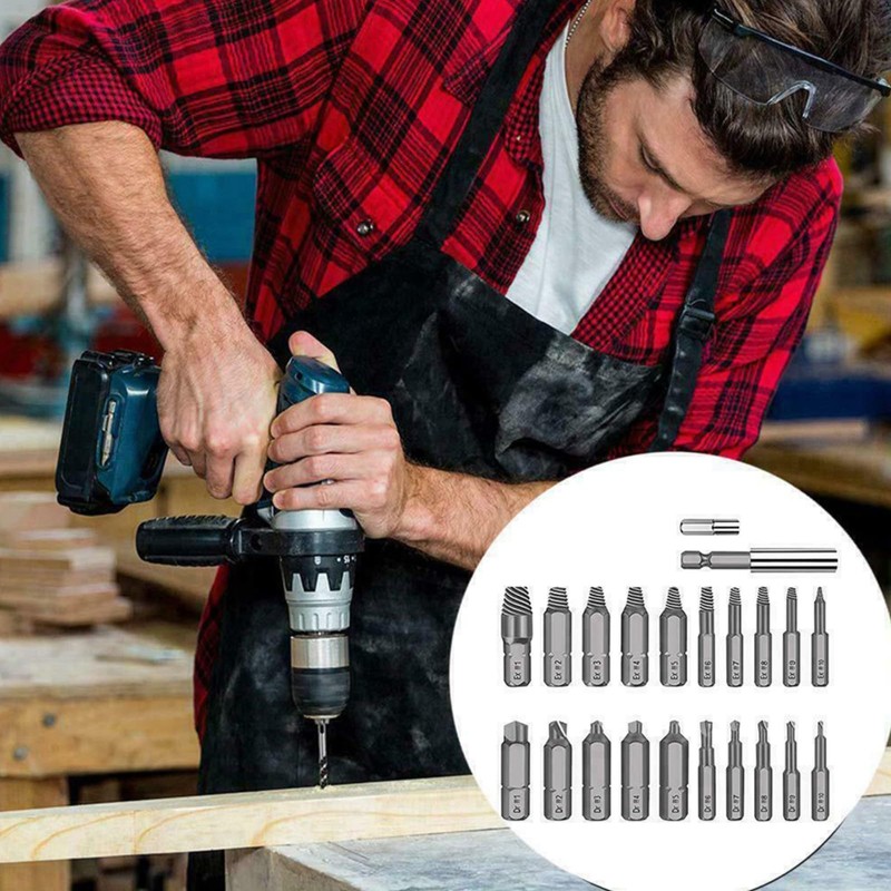 22PCS Damaged Screw Extractor, Screw Remover Tool Remove Tool Broken