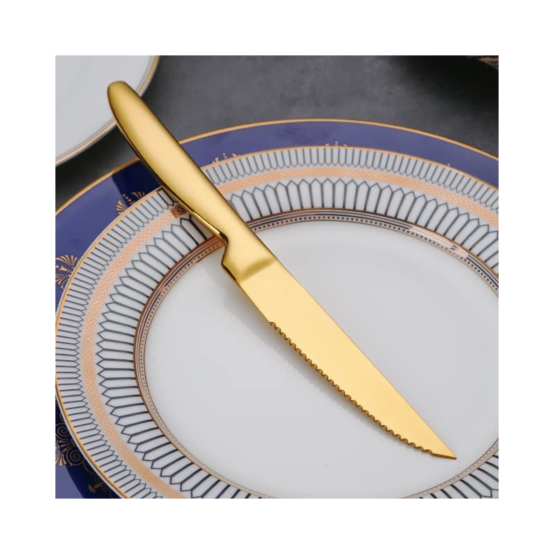 TAFAAL Stainless Steel Steak Knives, Corrosion Resistant, Serrated Sharp Blade,
