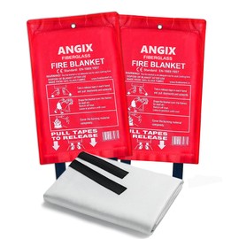 Fire Blankets 1M x 1M Fiberglass Fire Suppression Blanket with Flame-retardant Kitemarked Emergency Safety Fire Blanket for Kitchen, Home, Office, Caravan Fire Blanket (Pack of 2) - by ANGIX