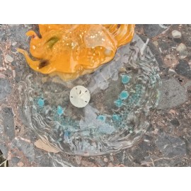 Handmade Epoxy Sun And Moon With Beach Glass And Sea Shells From The OBX