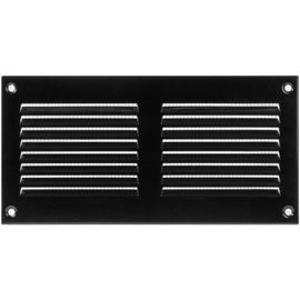 Ozo Brothers 8" x 4" Inch (External Dimensions) - Black Metal Air Cover Grille Cover - Wall, Ceiling Register and Exterior Wall Vent Cover with Built - in Pest Guard Screen