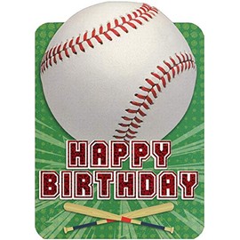 Paper House Baseball on Green Die Cut Foil Sports Birthday Card for Kids