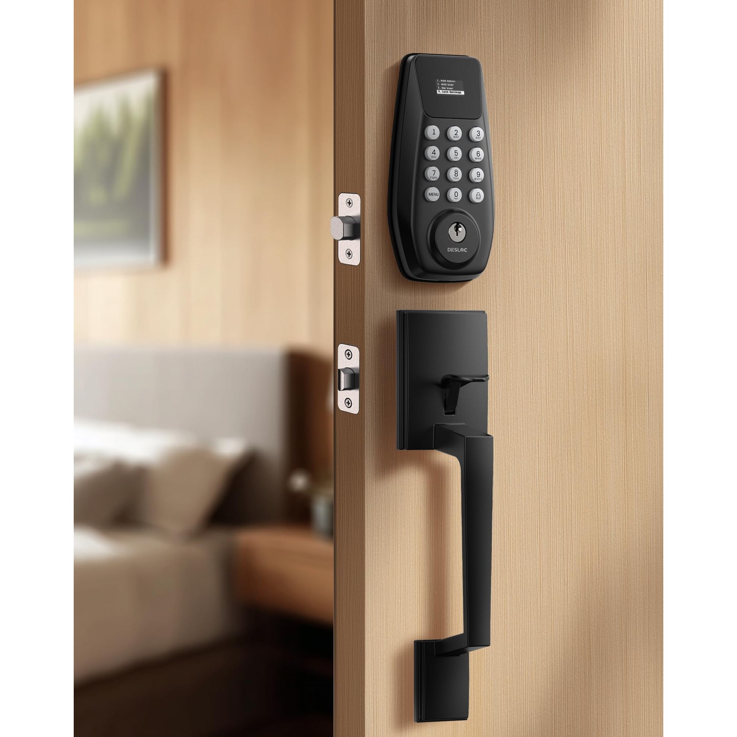 DESLOC C100 Keyless Entry Door Lock with Handle Set &Display, Keypad ...