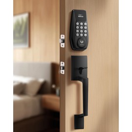 DESLOC C100 Keyless Entry Door Lock with Handle Set &Display, Keypad Deadbolt with Screen, Auto Lock, 100 PIN Codes, Passage Mode, IP54 Waterproof, 12 Months Battery