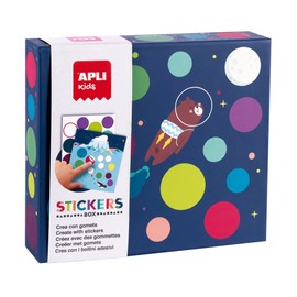 Apli Europe 19140 APLI Kids 19140 Set of Rubber in Various Shapes in Cardboard Model Fly On The Moon Sticker Set to Complete Illustrations, M