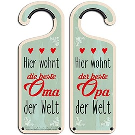 KL48 Door Hanger with German Text "Hier wohnt die beste Oma / der beste Opa der Welt" (HERER WOHNT DIE BESTE OMA / DER BESTE OPA DER WELT)