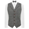King & Priory Luxury Pewter Grey Herringbone Check Waistcoat with