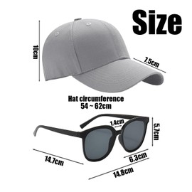 XMNIVATE 1 Men's Baseball Cap, 1 Pair of Sunglasses, Golf Cap, Ladies Baseball Cap, Ladies Running Cap, Adjustable Running Cap Grey
