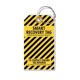 Dynotag Web Enabled Smart ID Tag, PROTAGZ Series MEGA Size Luggage Tag w. Double Steel Loops with DynoIQ & Lifetime Recovery Service (Bumblebee)