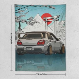 josnmre Impreza Wrx Jdm Car Art Japan Fuji Temple Sunset Tapestry Wall Hanging Funny Wall Tapestry for Bedroom Living Room Office Classroom Dorm Ceiling Home Wall Decor Art Tapestries 30"x40"