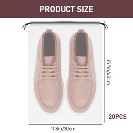 20 Pcs Travel Shoe Bags for Packing, Shoe Bags for Travel, Portable Translucent Shoes Storage Bags with Drawstring, Waterproof Travel Shoe Storage Bags Organizer for Men Women - 11.8x15.8