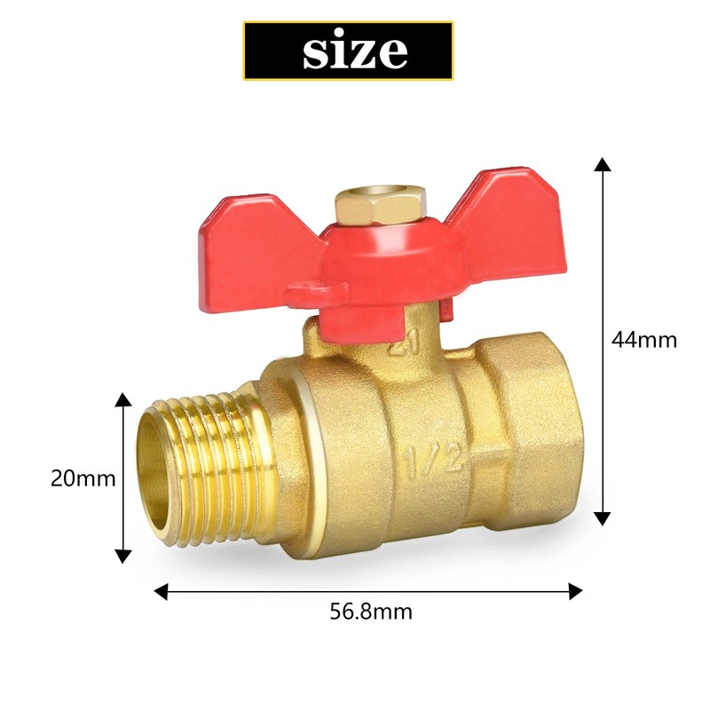 Oumuik Brass 1/2 Inch Ball Valve with Red Wing Handle