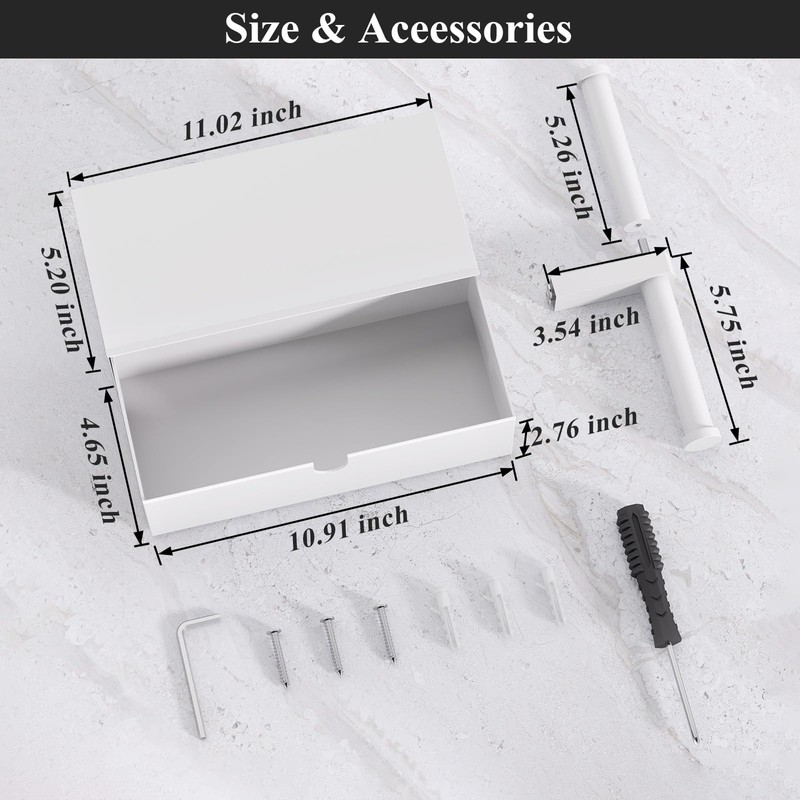 Tindbea Toilet Paper Holder with Storage - Stainless Steel Wall