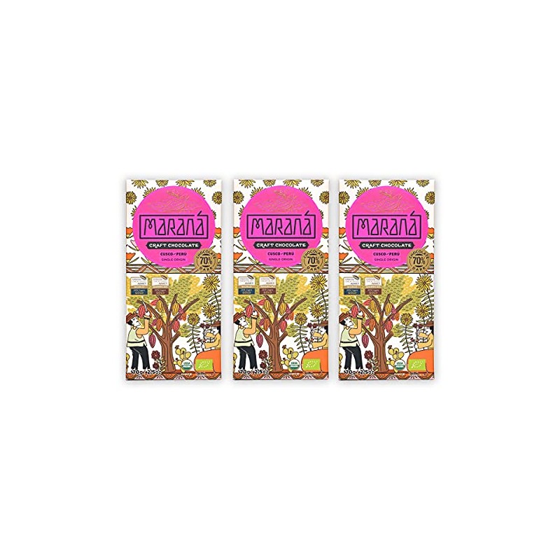 Maraná Chocolate Cusco 70% Dark Chocolate 3 Pack - Peruvian