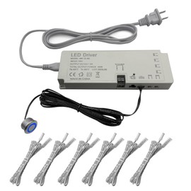 HAMRVL LED Lighting Accessory - 6 Output Ports 12V 5A 60W Power Supply with 6pcs 2m Extension Cord and Dimmer Switch,Low Voltage Transformer for Under Cabinet Lighting,Puck Light,Wall Panel Lights