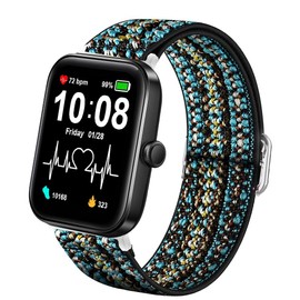 Stretch Elastics Nylon Adjustable Replacement Strap Accessories Compatible for SKG V7 Watch/TOZO S2 44mm Watch/Boean Watch/GGZZ 1.69"/Dirrelo Smart Watches ID207/Fitpolo FVYAO Veryfit 1.69 smartwatch