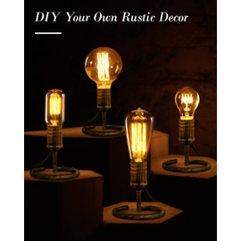 Small Table Lamp, Vintage Desk Lamps for Bedrooms Set of 2, Rustic Bronze Finish E26 Edison Bulb Lamp Base Holder with Plug, Cute Night Lamps Decor for Nightstand, Bedside, Desk, Living Room(NO Bulb)