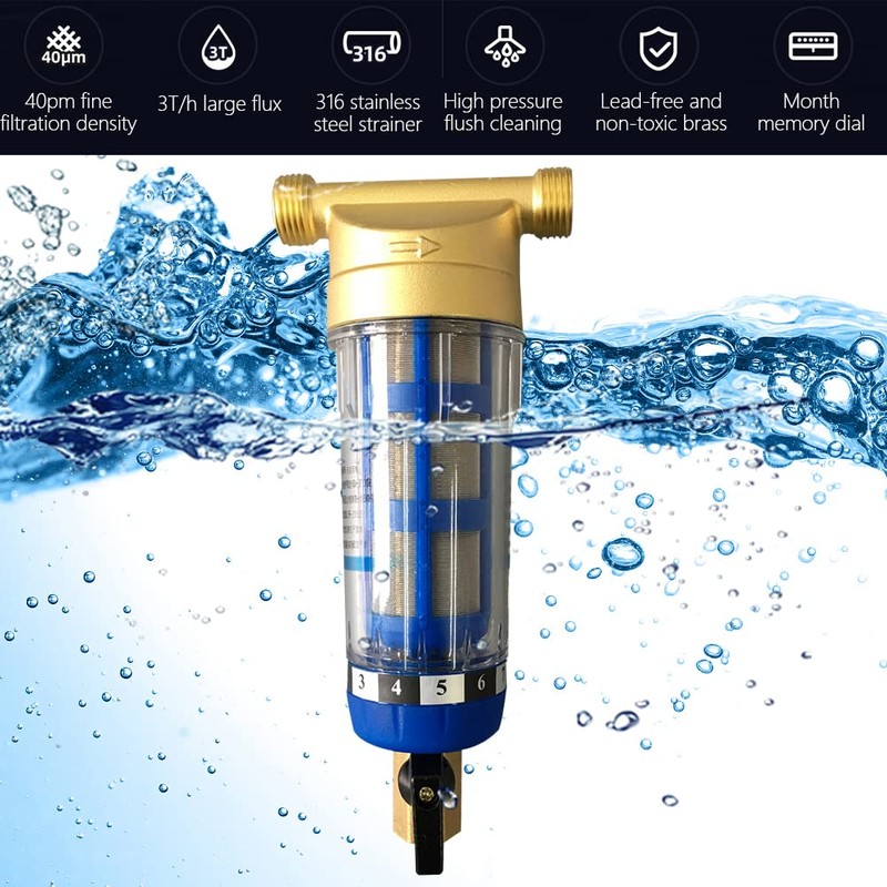 40 Micron Spin Down Sediment Water Filter Reusable Male Thread