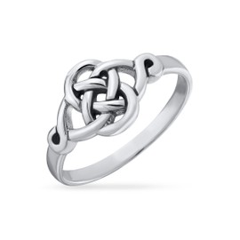 Personalize Dainty Best Friends Irish Celtic Love Knots BFF Infinity Promise Ring 2MM Band For Teen Women Oxidized .925 Sterling Silver Customizable