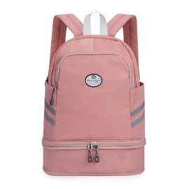 HUA ANGEL Multi-purpose Nylon Travel Backpack Foldable Women's Gym Pack with Shoe Compartment - Fitness Sport Swimming 20-30l, Pink, Sporty