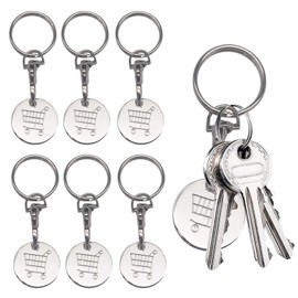 LIYANHU Trolley Tokens, 6 Pcs Trolley Keyring Shopping with Metal Clips and Rings Lobster Keyrings for Supermarket