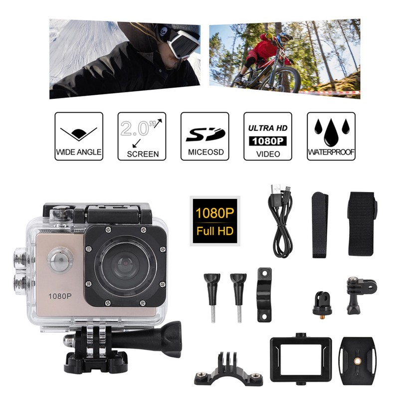 1080P HD 2inch LCD Screen Sports 30m Waterproof Action Camera