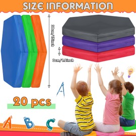 Riakrum 12 Pcs Floor Cushions Bulk for Classroom 15 Inch Colored Flexible Seating with Handle Soft Foam Floor Pillow for Kids Adults Daycare School Home Office Chair(Hexagon)