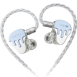 BASN BmasterX 6 Drivers Hybrid in-Ear Monitors with Noise Isolation for Musicians, Stage & Studio, Professional HiFi IEMs, Detachable 4-core OFC Silver-Plated Cable & Shockproof Case (Blue-White)