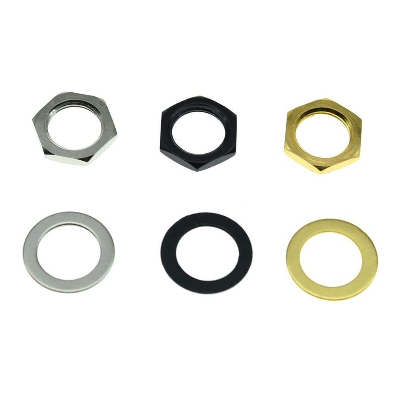 KAISH Guitar Input Output Socket Nut & Washer Nickel (Pack