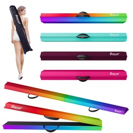 Seven Leap 6 FT / 8 FT Gymnastics Beam for Home use, Kid trianing Professional Quality Foldable Balance Beam for Training Portable Anti Slip Base/Surface, with Carry Bag, (Rainbow, 8 Ft)