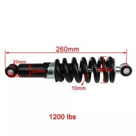 Unbranded/Generic 2x 260mm 10" Rear Shock Absorber Motocross Dirt Pit Bike Trail Quad ATV 1200lbs