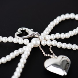 Elegant Pearl & Ribbon Bag Charm Keychain Pearl 2ea