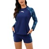 Halcurt Women's Built in Bra Rash Guard Long Sleeve Swimwear