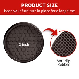 Non Slip Furniture Coasters - 2” Non Skid Furniture Pads for Hardwoods Floors, 8 PCS Round Rubber Furniture Caster Cups, Anti Slide Furniture Feet Floor Protectors for Couch Chair Table Desk (Brown)