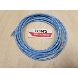 Ton's Performance 10 feet Vintage Braided Cloth Covered Primary Wire 14 GA gauge Blue w/ White
