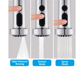 Hibbent NSF/ANSI/CAN 61 & CUPC Certified Pull Down Kitchen Faucet Head Replacement, 3 Function Sink Faucet Sprayer Head Nozzle with 15 Adapters, Compatible with Moen, Delta, Kohler Faucets, Chrome