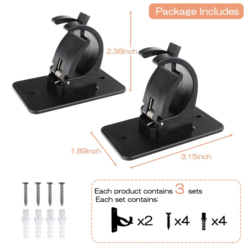 CIEMGNZOC 6-Pack Curtain Bracket Holders, Universal Self-Adhesive Wall Mounts, Fits