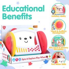 PLAY Tummy Time Mirror Activity Toy for Newborn to 12 Months with Teethers, Infant Mirror for Crawling, Montessori Toys for Brain Development, Visual Stimulation, Double-Sided