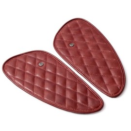 Trip Machine Company Handcrafted Genuine Leather Motorcycle Fuel Tank Pads Protective Sticker Scratch Resistant Premium Protector Guard Leather Diamond Cherry Red
