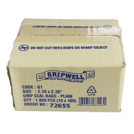 bag it Plastics Grip Seal Bags - Self Seal Resealable Food Safe - 2.25'' x 2.25'' / 56mm x 56mm - Pack of 100
