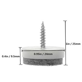 50pcs Felt Furniture Pads, Furniture Glide Screw-on Felt Pad Slider Floor Protector Furniture Pads for Hardwood Floors for Furniture Chair Table Sofa Leg Feet Floor Protectors (24mm, White)
