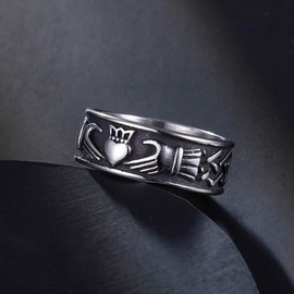 Claddagh Rings for Love, Stainless Steel/18K Gold Plated Women Men Wedding Band Rings Jewelry, Metal, No Gemstone