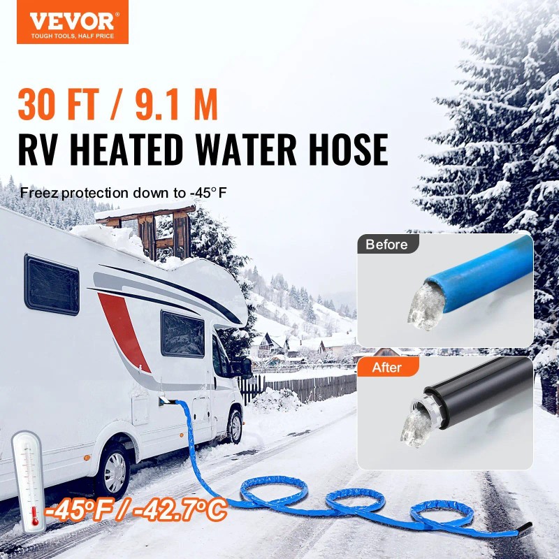 Heated Rv Water Hose 30ft Antifreeze Outdoor Waterproof PVC Manual