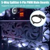 2 Pieces PWM Fan Hub, PC 5-Way Splitter Hub Adapter