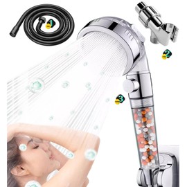 Filtered Shower Head with Handheld, High Pressure Water Flow and Multiple Spray Modes Shower Head with Filter, Wash for Hard Water, Showerhead with ON/OFF switch and Spa like