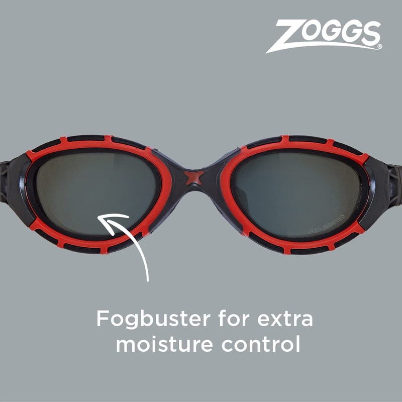 Zoggs Unisex Flex Smaller Fit Swimming Goggles, Red/Black/Smoke Polarized, Small
