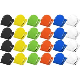 Lostwry Pack of 24 Magnetic Clips, Multi Colour Metal Magnetic Clips, Magnetic Clips for Fridge, Whiteboard, Magnetic Board, Office, Home, Kitchen, School - 6 Colours