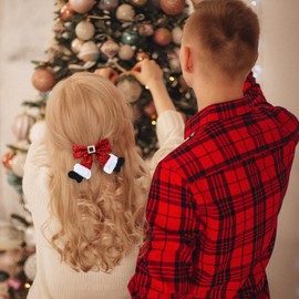 Christmas Hair Clip Christmas Sequin Bow Hair Clip Xmas Glitter Bowknot Hairpins for Women Red Christmas Hair Bow Clip for Christmas Birthday Party Hair Accessories 2 Pcs